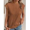 imageEVALESS Womens Short Sleeve Textured Tops Crewneck Knit Solid Loose Casual Basic T Shirts Tee BlousesE Brown