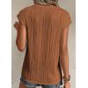imageEVALESS Womens Short Sleeve Textured Tops Crewneck Knit Solid Loose Casual Basic T Shirts Tee BlousesE Brown