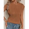 imageEVALESS Womens Short Sleeve Textured Tops Crewneck Knit Solid Loose Casual Basic T Shirts Tee BlousesE Brown