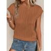 imageEVALESS Womens Short Sleeve Textured Tops Crewneck Knit Solid Loose Casual Basic T Shirts Tee BlousesE Brown