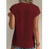 imageEVALESS Womens Short Sleeve Textured Tops Crewneck Knit Solid Loose Casual Basic T Shirts Tee BlousesE Burgundy