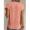 imageEVALESS Womens Short Sleeve Textured Tops Crewneck Knit Solid Loose Casual Basic T Shirts Tee BlousesE Coral