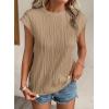 imageEVALESS Womens Short Sleeve Textured Tops Crewneck Knit Solid Loose Casual Basic T Shirts Tee BlousesE Khaki