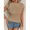 imageEVALESS Womens Short Sleeve Textured Tops Crewneck Knit Solid Loose Casual Basic T Shirts Tee BlousesE Khaki