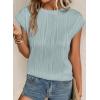 imageEVALESS Womens Short Sleeve Textured Tops Crewneck Knit Solid Loose Casual Basic T Shirts Tee BlousesE Mist Blue