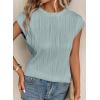 imageEVALESS Womens Short Sleeve Textured Tops Crewneck Knit Solid Loose Casual Basic T Shirts Tee BlousesE Mist Blue