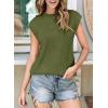 imageEVALESS Womens Short Sleeve Textured Tops Crewneck Knit Solid Loose Casual Basic T Shirts Tee BlousesJungle Green