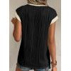imageEVALESS Womens Short Sleeve Textured Tops Crewneck Knit Solid Loose Casual Basic T Shirts Tee BlousesT Black White