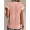 imageEVALESS Womens Short Sleeve Textured Tops Crewneck Knit Solid Loose Casual Basic T Shirts Tee BlousesT Pink White