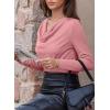 imageEVALESS Womens Tops Cowl Neck Shirts Long Sleeve Teacher Clothes Office Business Dressy Casual Blouse 2025 Spring SummerApricot Pink