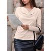 imageEVALESS Womens Tops Cowl Neck Shirts Long Sleeve Teacher Clothes Office Business Dressy Casual Blouse 2025 Spring SummerBeige