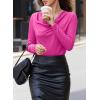 imageEVALESS Womens Tops Cowl Neck Shirts Long Sleeve Teacher Clothes Office Business Dressy Casual Blouse 2025 Spring SummerBright Pink