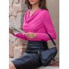 imageEVALESS Womens Tops Cowl Neck Shirts Long Sleeve Teacher Clothes Office Business Dressy Casual Blouse 2025 Spring SummerBright Pink