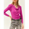 imageEVALESS Womens Tops Cowl Neck Shirts Long Sleeve Teacher Clothes Office Business Dressy Casual Blouse 2025 Spring SummerBright Pink