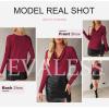imageEVALESS Womens Tops Cowl Neck Shirts Long Sleeve Teacher Clothes Office Business Dressy Casual Blouse 2025 Spring SummerBurgundy