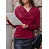 imageEVALESS Womens Tops Cowl Neck Shirts Long Sleeve Teacher Clothes Office Business Dressy Casual Blouse 2025 Spring SummerBurgundy