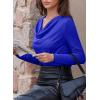 imageEVALESS Womens Tops Cowl Neck Shirts Long Sleeve Teacher Clothes Office Business Dressy Casual Blouse 2025 Spring SummerDark Blue