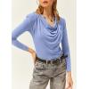 imageEVALESS Womens Tops Cowl Neck Shirts Long Sleeve Teacher Clothes Office Business Dressy Casual Blouse 2025 Spring SummerSky Blue