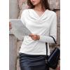 imageEVALESS Womens Tops Cowl Neck Shirts Long Sleeve Teacher Clothes Office Business Dressy Casual Blouse 2025 Spring SummerWhite