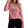 imageEVALESS Womens Tops Cowl Neck Shirts Long Sleeve Teacher Clothes Office Business Dressy Casual Blouse 2025 Spring SummerApricot Pink