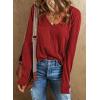 imageEVALESS Spring Tops for Women Beach Fashion 2025 V Neck Summer Tops Long Sleeve Shirts Basic T Shirts Womens Clothing00 Red