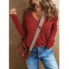 imageEVALESS Spring Tops for Women Beach Fashion 2025 V Neck Summer Tops Long Sleeve Shirts Basic T Shirts Womens Clothing00 Red