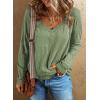 imageEVALESS Spring Tops for Women Beach Fashion 2025 V Neck Summer Tops Long Sleeve Shirts Basic T Shirts Womens Clothing02 Green