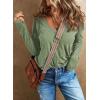 imageEVALESS Spring Tops for Women Beach Fashion 2025 V Neck Summer Tops Long Sleeve Shirts Basic T Shirts Womens Clothing02 Green