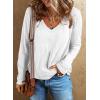 imageEVALESS Spring Tops for Women Beach Fashion 2025 V Neck Summer Tops Long Sleeve Shirts Basic T Shirts Womens Clothing03 White