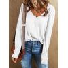 imageEVALESS Spring Tops for Women Beach Fashion 2025 V Neck Summer Tops Long Sleeve Shirts Basic T Shirts Womens Clothing03 White