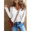 imageEVALESS Spring Tops for Women Beach Fashion 2025 V Neck Summer Tops Long Sleeve Shirts Basic T Shirts Womens Clothing03 White