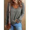 imageEVALESS Spring Tops for Women Beach Fashion 2025 V Neck Summer Tops Long Sleeve Shirts Basic T Shirts Womens ClothingGrey