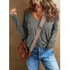 imageEVALESS Spring Tops for Women Beach Fashion 2025 V Neck Summer Tops Long Sleeve Shirts Basic T Shirts Womens ClothingGrey
