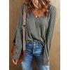 imageEVALESS Spring Tops for Women Beach Fashion 2025 V Neck Summer Tops Long Sleeve Shirts Basic T Shirts Womens ClothingGrey