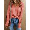 imageEVALESS Spring Tops for Women Beach Fashion 2025 V Neck Summer Tops Long Sleeve Shirts Basic T Shirts Womens ClothingPink
