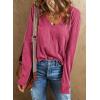 imageEVALESS Spring Tops for Women Beach Fashion 2025 V Neck Summer Tops Long Sleeve Shirts Basic T Shirts Womens ClothingRose