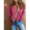 imageEVALESS Spring Tops for Women Beach Fashion 2025 V Neck Summer Tops Long Sleeve Shirts Basic T Shirts Womens ClothingRose