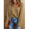 imageEVALESS Spring Tops for Women Beach Fashion 2025 V Neck Summer Tops Long Sleeve Shirts Basic T Shirts Womens ClothingYellow
