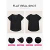 imageEVALESS Womens Cap Short Sleeve Textured Tops Summer Dressy Casual V Neck Solid Loose Basic T Shirts Tee BlousesBlack