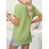 imageEVALESS Womens Cap Short Sleeve Textured Tops Summer Dressy Casual V Neck Solid Loose Basic T Shirts Tee BlousesGrass Green