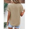 imageEVALESS Womens Cap Short Sleeve Textured Tops Summer Dressy Casual V Neck Solid Loose Basic T Shirts Tee BlousesKhaki