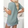 imageEVALESS Womens Cap Short Sleeve Textured Tops Summer Dressy Casual V Neck Solid Loose Basic T Shirts Tee BlousesLight Blue
