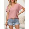 imageEVALESS Womens Cap Short Sleeve Textured Tops Summer Dressy Casual V Neck Solid Loose Basic T Shirts Tee BlousesLight Pink