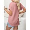 imageEVALESS Womens Cap Short Sleeve Textured Tops Summer Dressy Casual V Neck Solid Loose Basic T Shirts Tee BlousesLight Pink