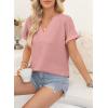 imageEVALESS Womens Cap Short Sleeve Textured Tops Summer Dressy Casual V Neck Solid Loose Basic T Shirts Tee BlousesLight Pink