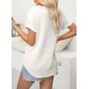 imageEVALESS Womens Cap Short Sleeve Textured Tops Summer Dressy Casual V Neck Solid Loose Basic T Shirts Tee BlousesWhite