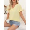 imageEVALESS Womens Cap Short Sleeve Textured Tops Summer Dressy Casual V Neck Solid Loose Basic T Shirts Tee BlousesYellow