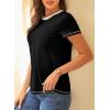 imageEVALESS Womens Casual Polka Dot Tops Crewneck Short Sleeve T Shirts Fashion Outfits 2025 Spring Summer ShirtsH Black