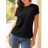 imageEVALESS Womens Casual Polka Dot Tops Crewneck Short Sleeve T Shirts Fashion Outfits 2025 Spring Summer ShirtsJ Black