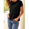 imageEVALESS Womens Casual Polka Dot Tops Crewneck Short Sleeve T Shirts Fashion Outfits 2025 Spring Summer ShirtsJ Black